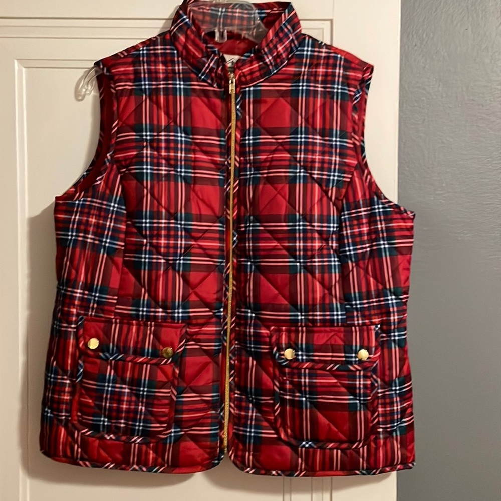 St Johns Bay Tartan Vest Quilted  XL